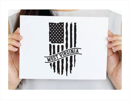 West Virginia Flag Usa Black Decal Sticker