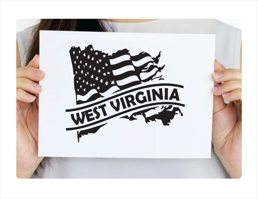 West Virginia State Usa Black Decal Sticker 