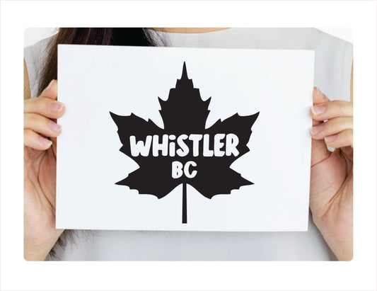 Whistler British Columbia Maple leaf Canada Black Decal Sticker