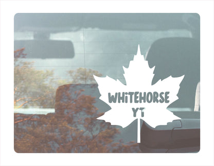 Whitehorse Yukon Maple leaf Canada White Decal Sticker