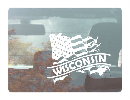 Wisconsin State Usa White Decal Sticker 