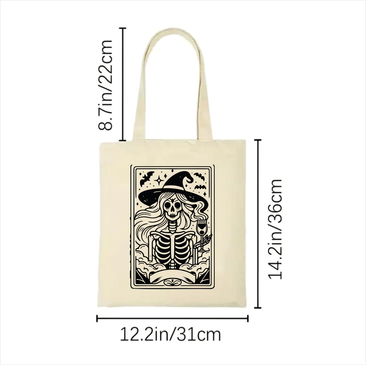 Witch skull tarot gothic tote bag 2