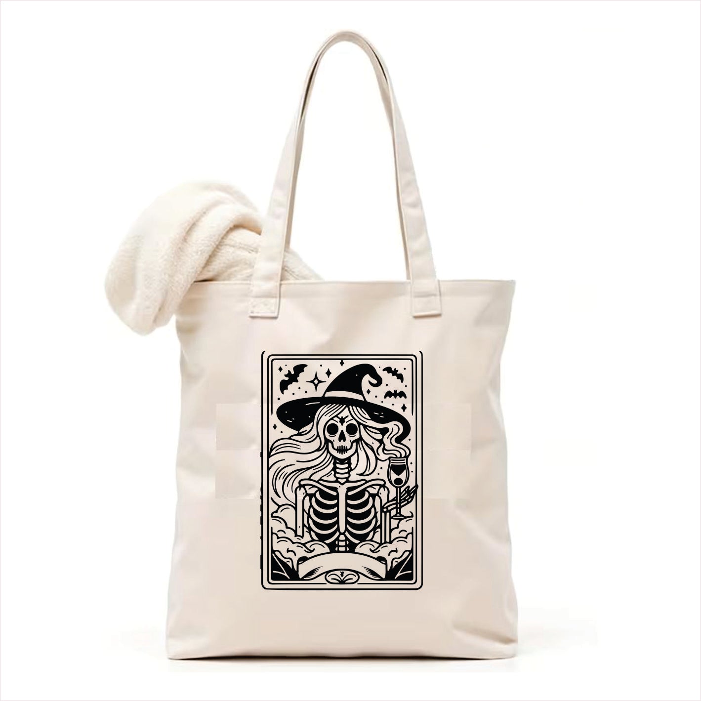 Witch skull tarot gothic tote bag 3