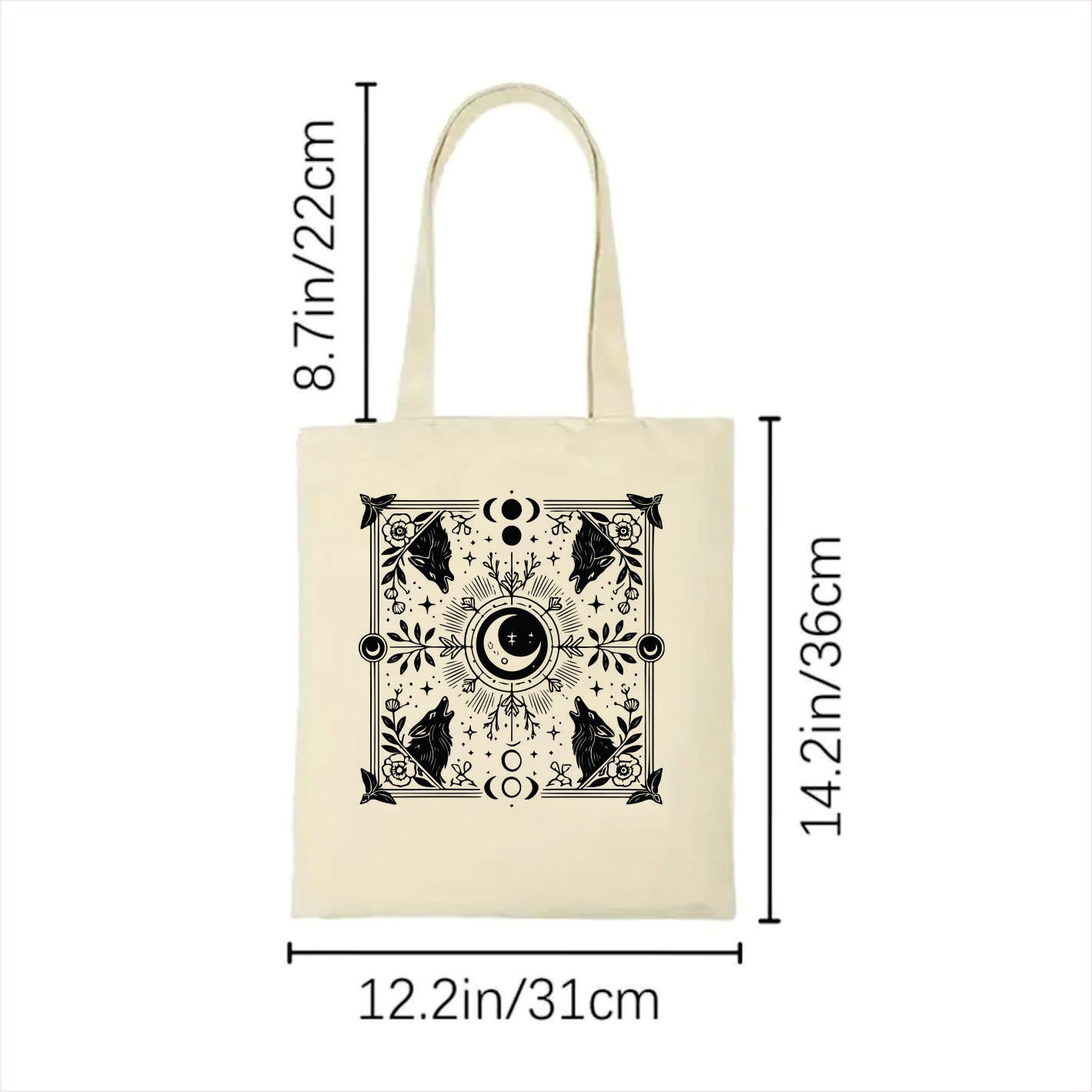 Wolf moon gothic tote bag 2