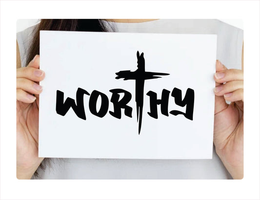 Worthy religious black decal sticker