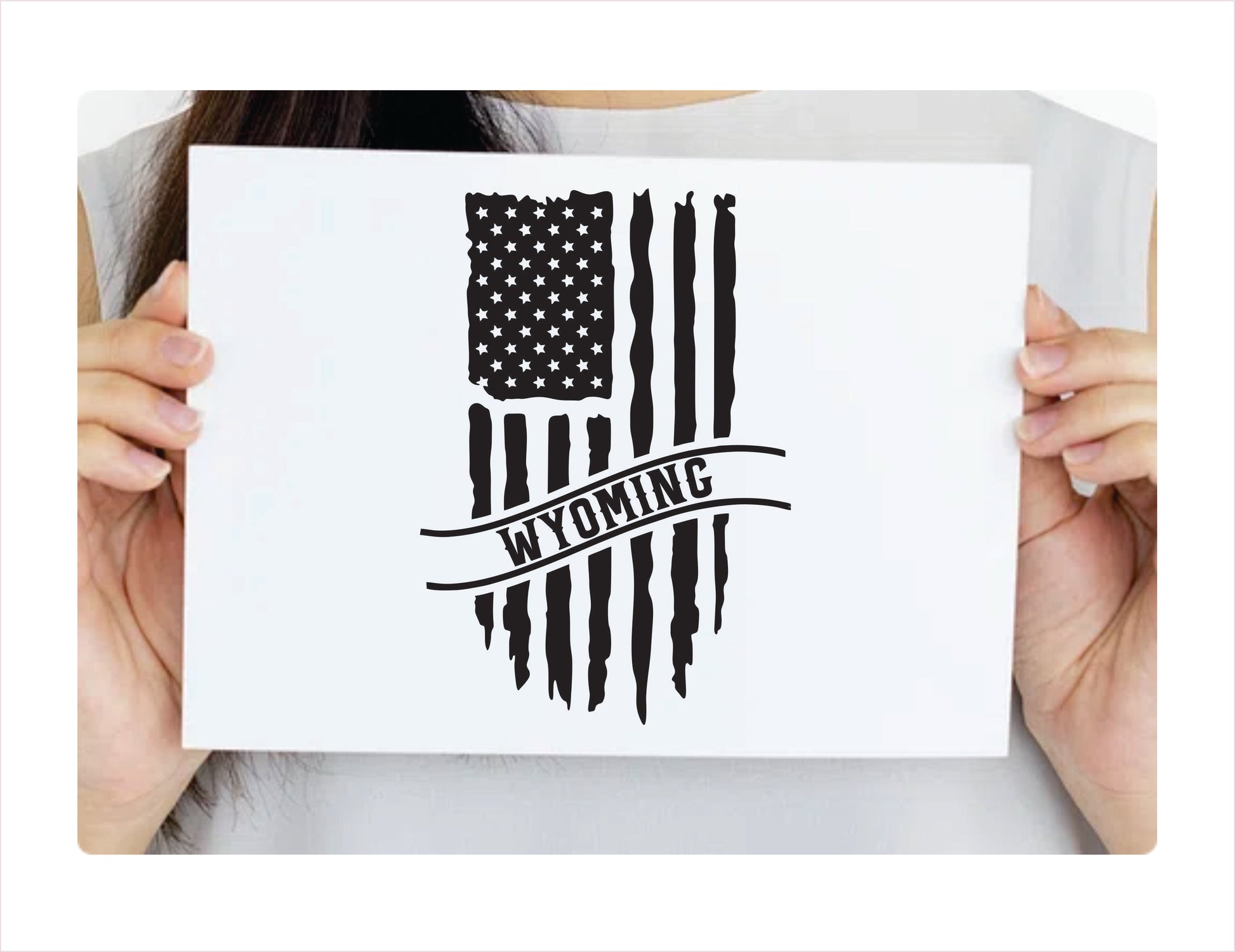 Wyoming Flag Usa Black Decal Sticker