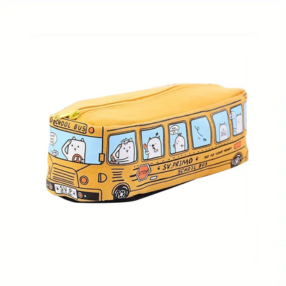 pencil case with yellow School bus design