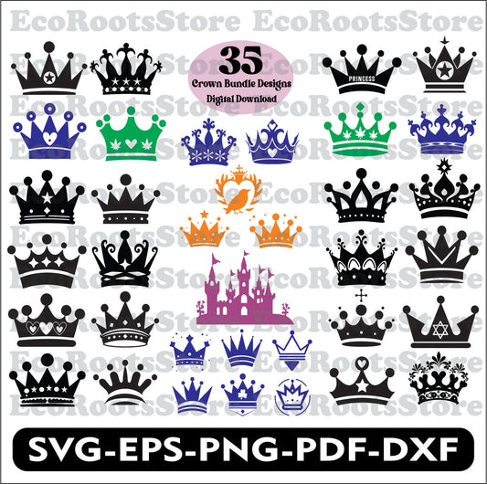 Crown Bundle Designs SVG EPS PNG PDF DXF Cutting File