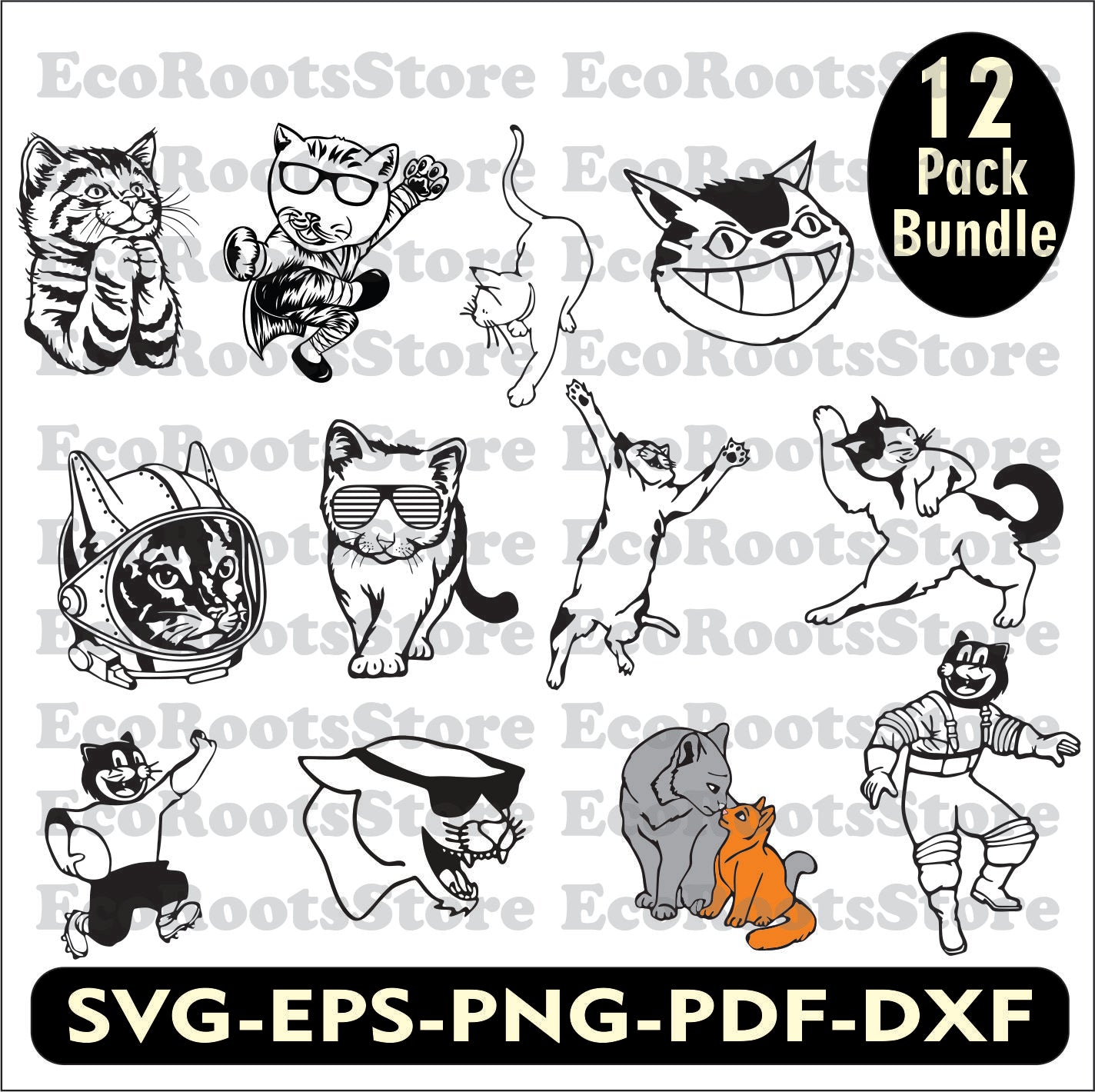 Cats Bundle Designs SVG EPS PNG PDF DXF Cutting File