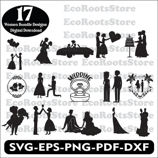 Wedding Bundle Pack Designs SVG EPS PNG PDF DXF Cutting File