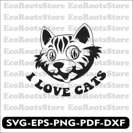 I Love Cats SVG EPS PNG PDF DXF Cutting File