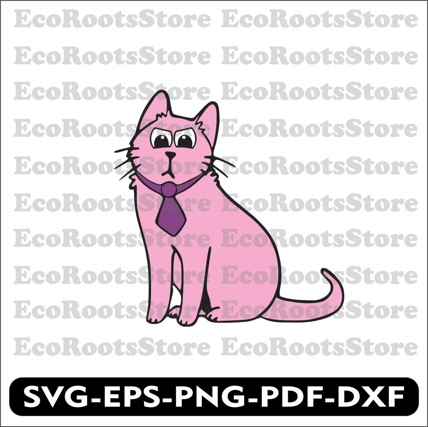 Cat Rose SVG EPS PNG PDF DXF Cutting File