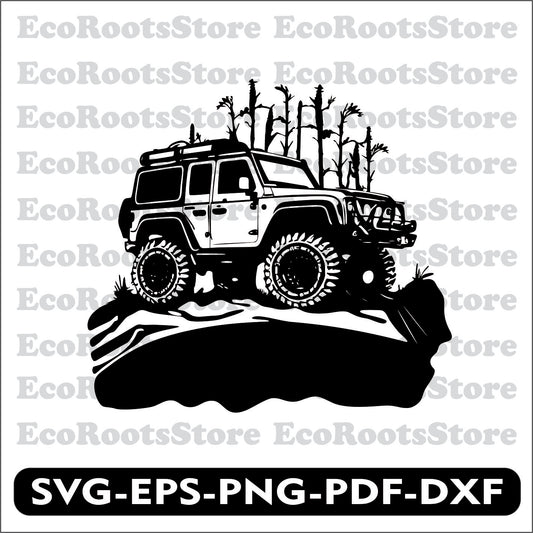 Offroad Jeep Mountain SVG EPS PNG PDF DXF Cutting File