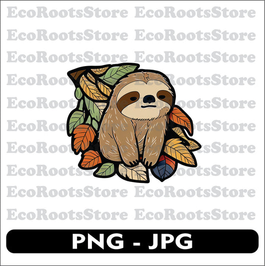 Sloth PNG JPG Sublimation File