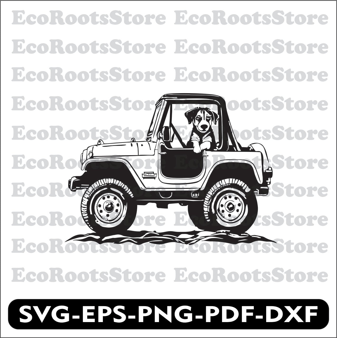 Jeep Dog SVG EPS PNG PDF DXF Cutting File