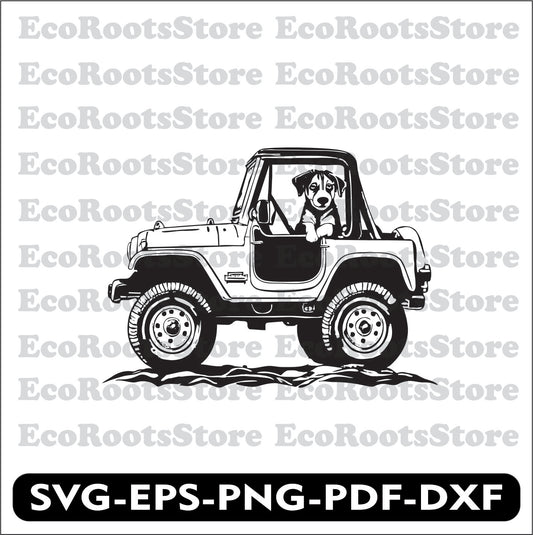 Jeep Dog SVG EPS PNG PDF DXF Cutting File