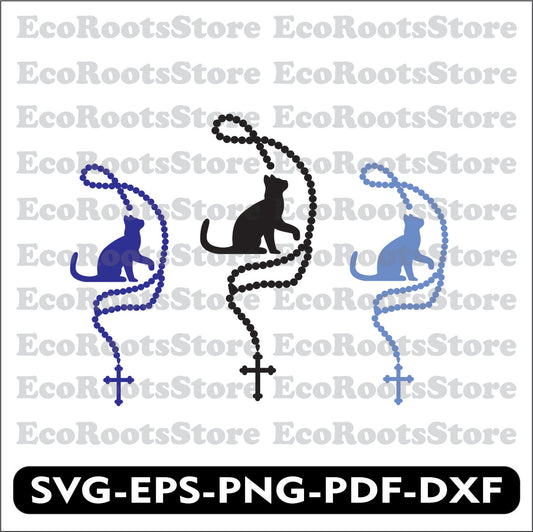Cat Rosary Religious Faith SVG EPS PNG PDF DXF Cutting File