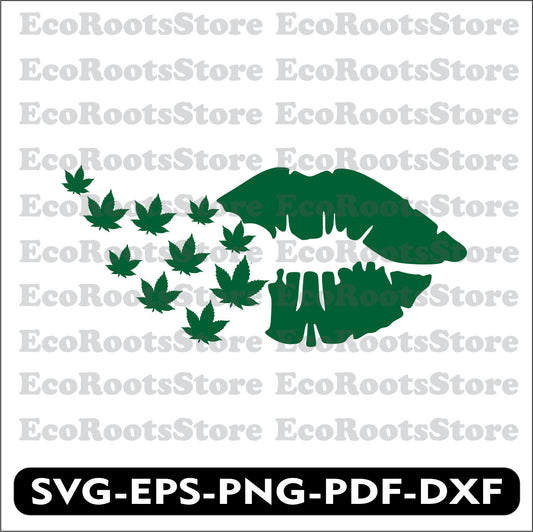 Lip Marijuana SVG EPS PNG PDF DXF Cutting File