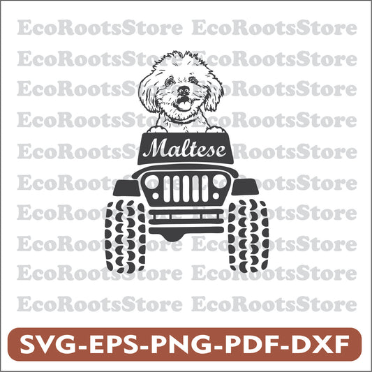 Jeep Maltese Dog SVG EPS PNG PDF DXF Cutting File