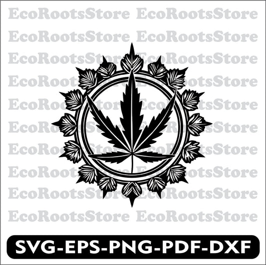 Marijuana Leaf SVG EPS PNG PDF DXF Cutting File