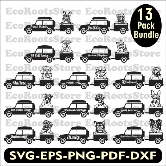 Dogs Car Van SVG EPS PNG PDF DXF Cutting File