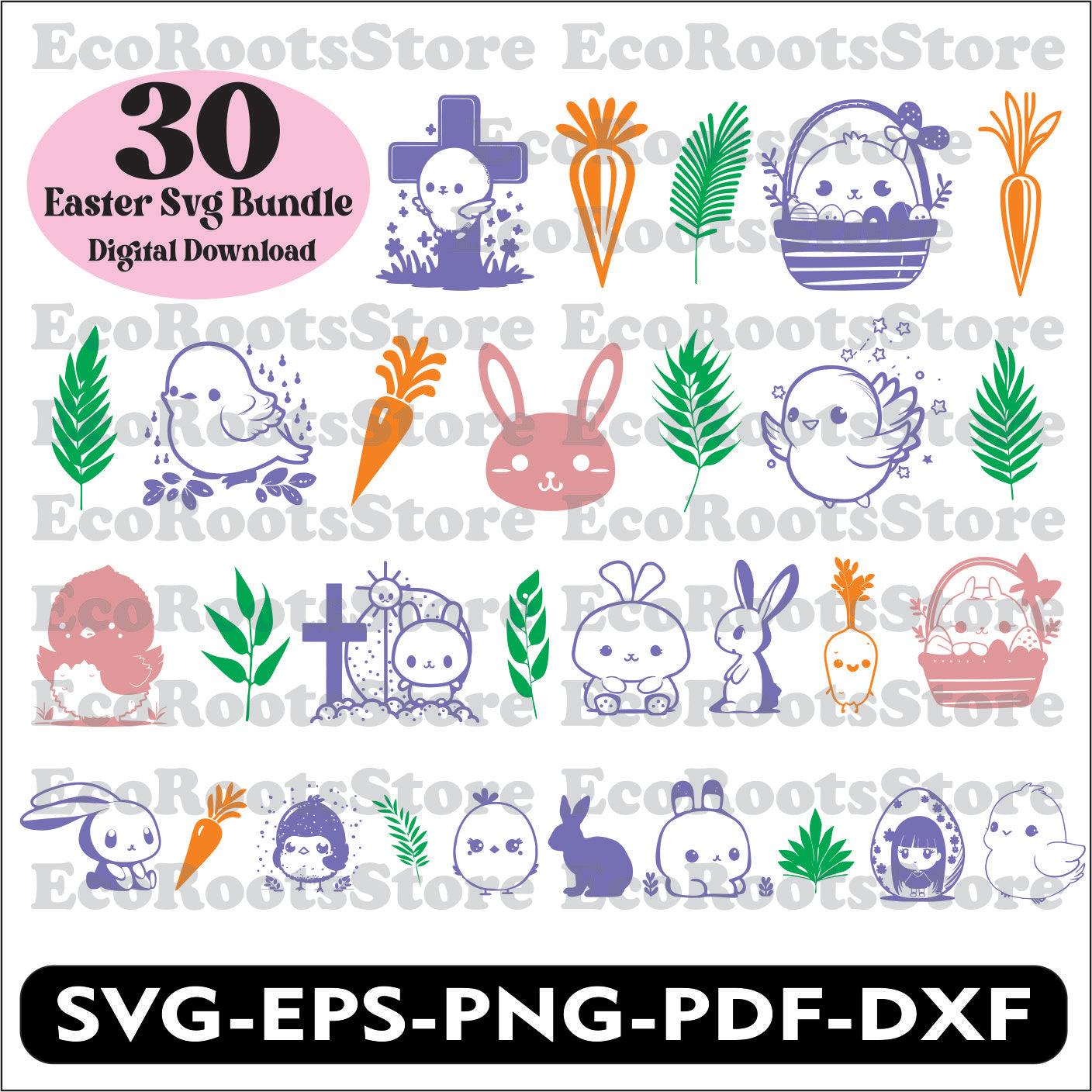 Easter Bundle SVG EPS PNG PDF DXF Cutting File