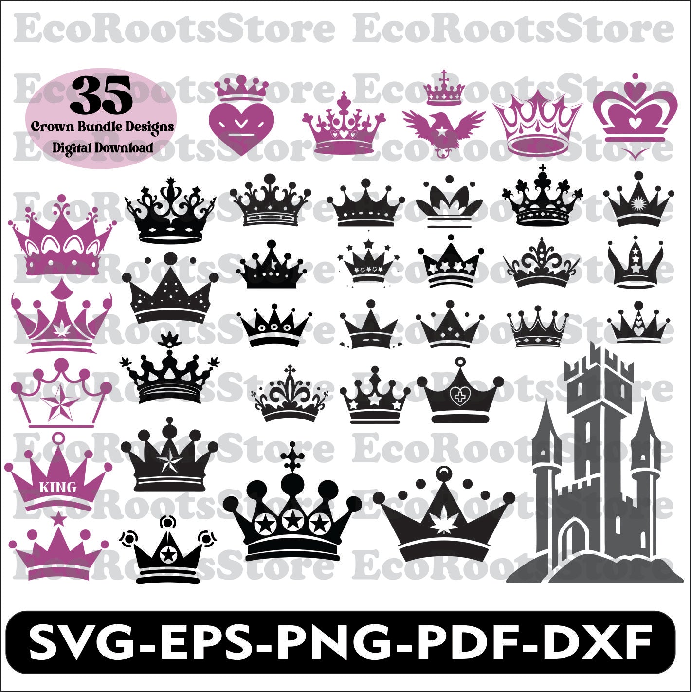Crown Pack Bundle SVG EPS PNG PDF DXF Cutting File