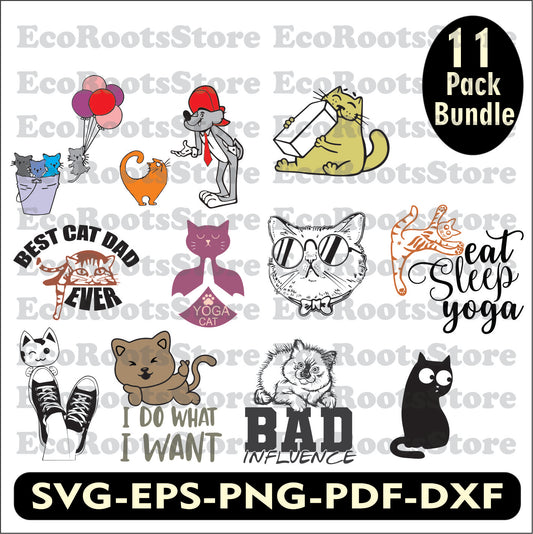 Cat Bundle Pack SVG EPS PNG PDF DXF Cutting File