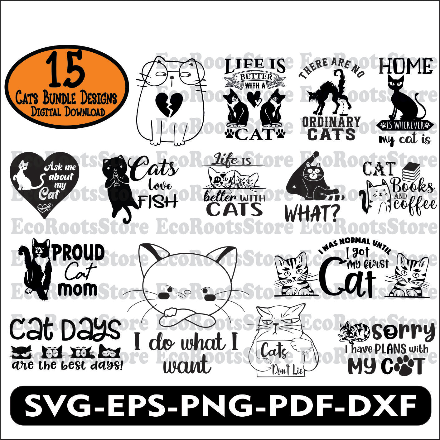 Cats Bundle Pack SVG EPS PNG PDF DXF Cutting File