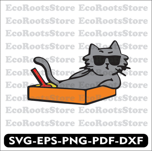 Cat Relax SVG EPS PNG PDF DXF Cutting File