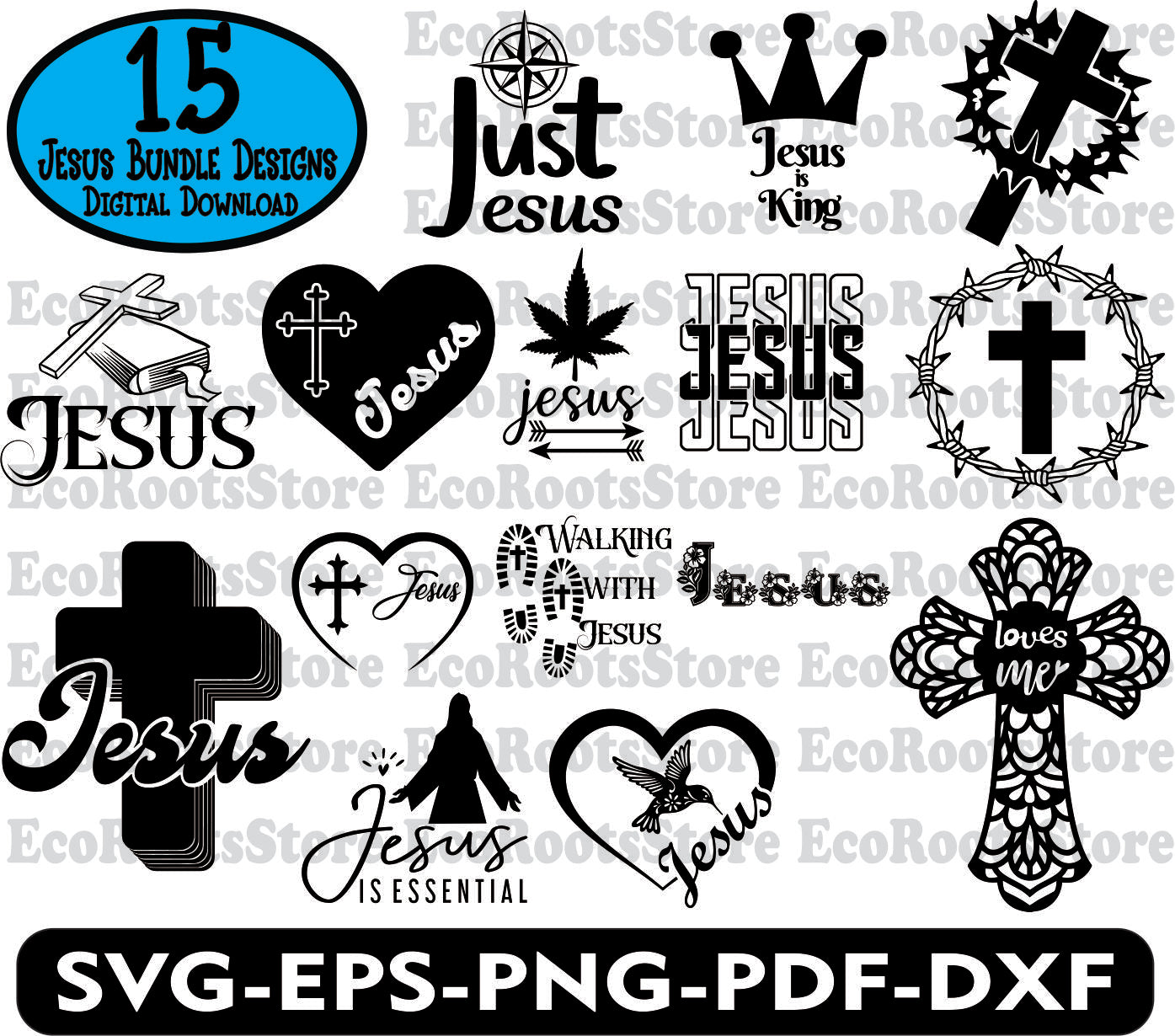 Jesus Bundle Pack Designs SVG EPS PNG PDF DXF Cutting File