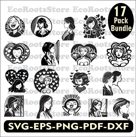 Women Bundle Designs SVG EPS PNG PDF DXF Cutting File