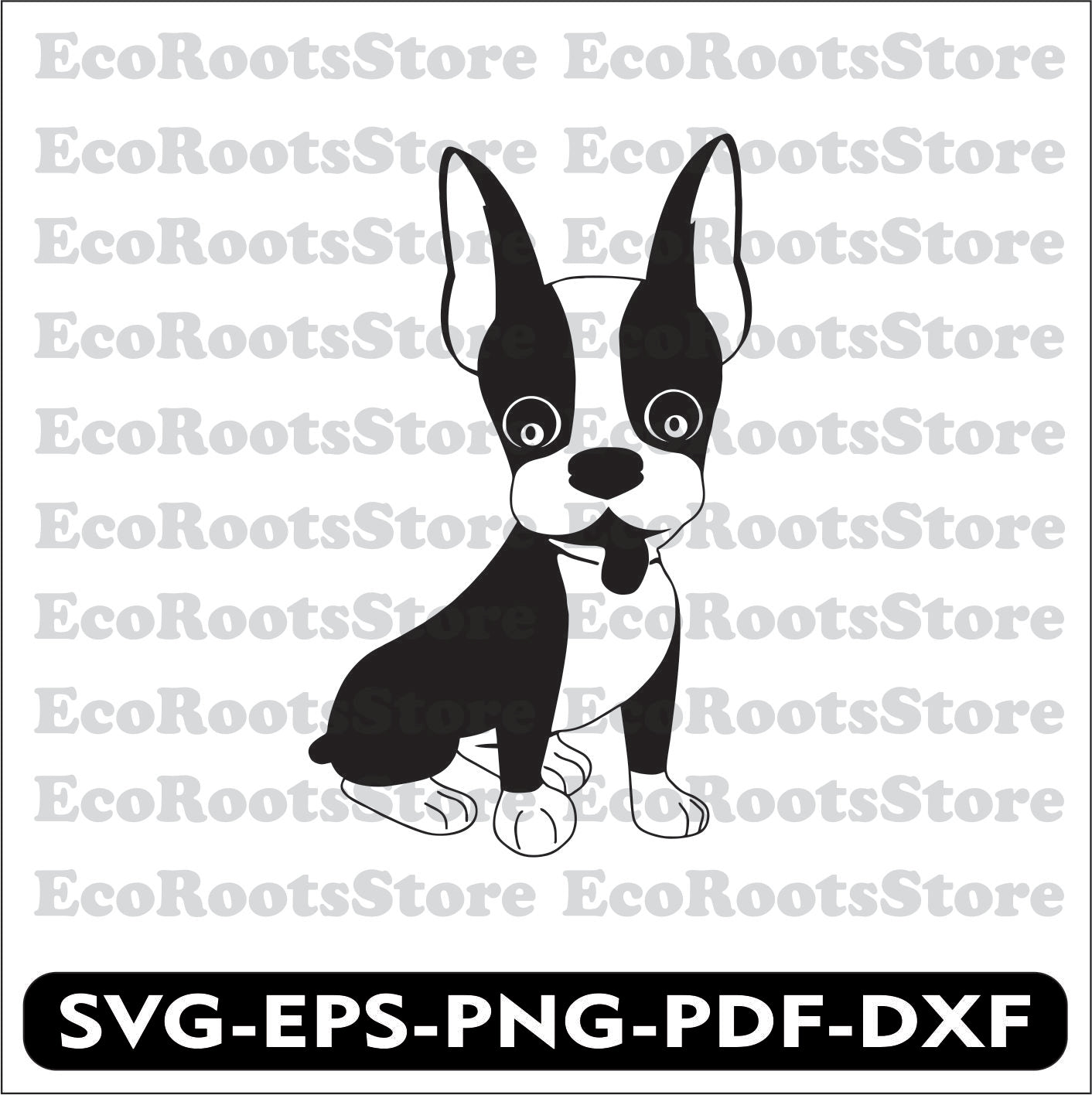 Boston Terrier Dog SVG EPS PNG PDF DXF Cutting File